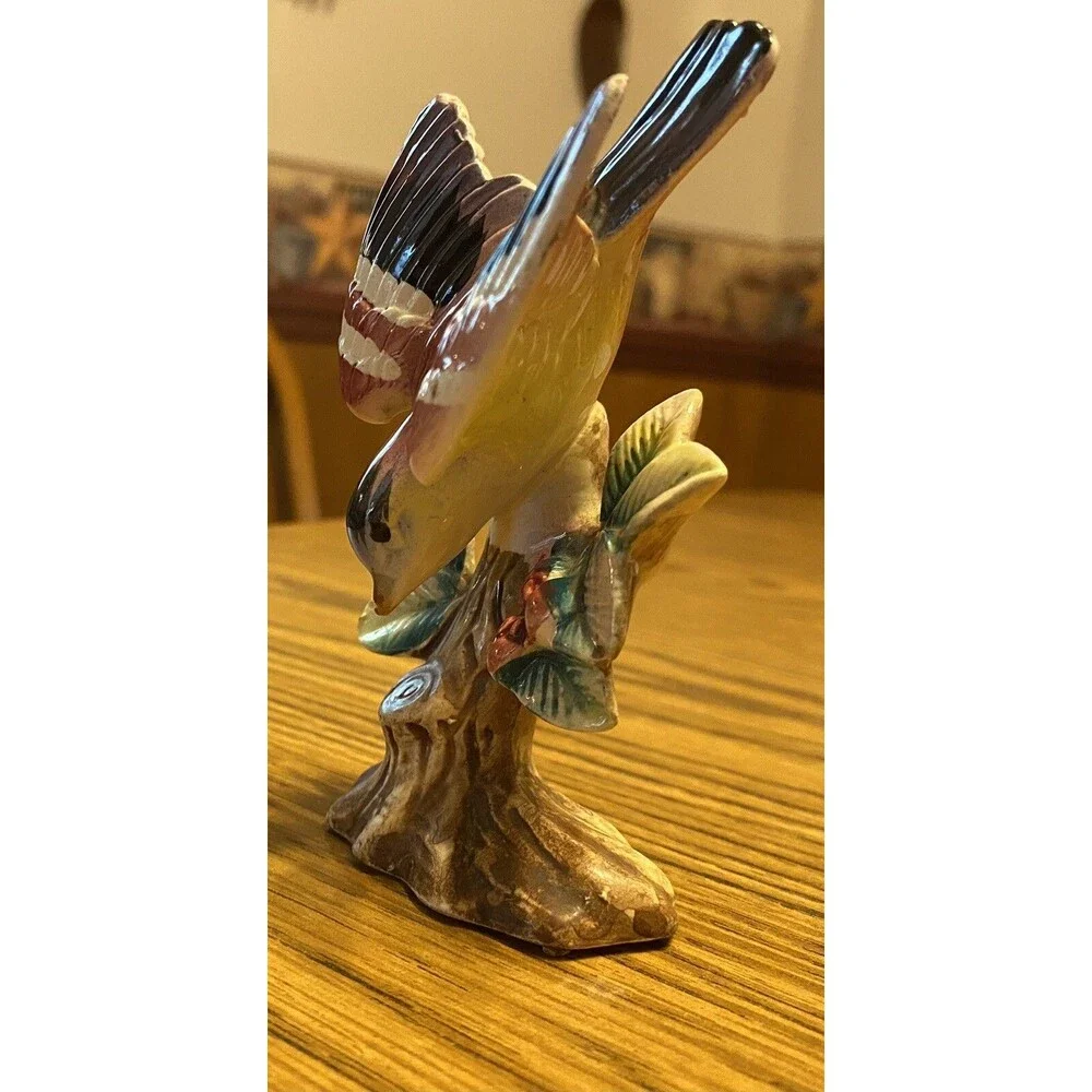 Vintage Bird Open Wings on Tree Branch Porcelain Figurine